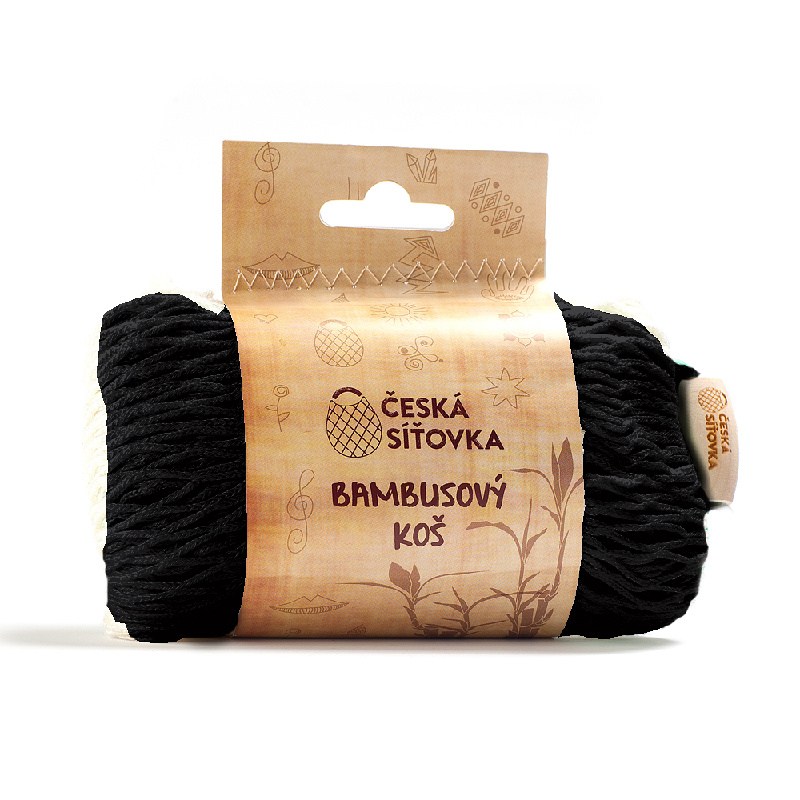 BAMBUSOVÝ KOŠ síťová taška přes rameno bílá/černé ucho