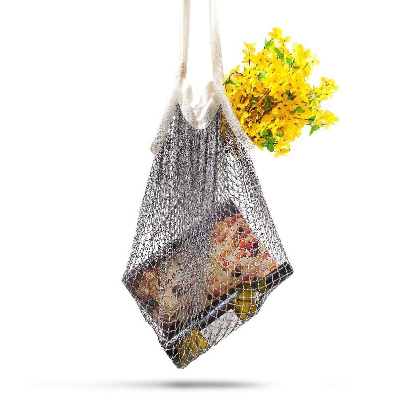 BAMBUSOVÝ KOŠ síťová taška přes rameno žíhaná/bílé ucho